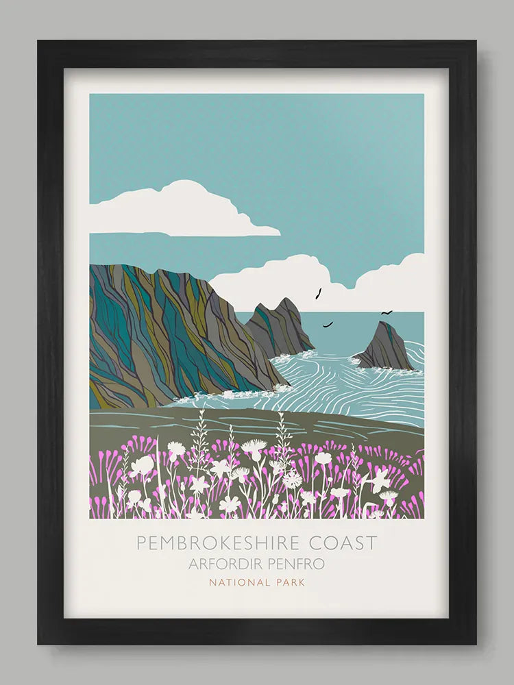 Pembrokeshire Coast National Park - Poster Print. Established in 1952, it sits at the far south west coast of Wales.
